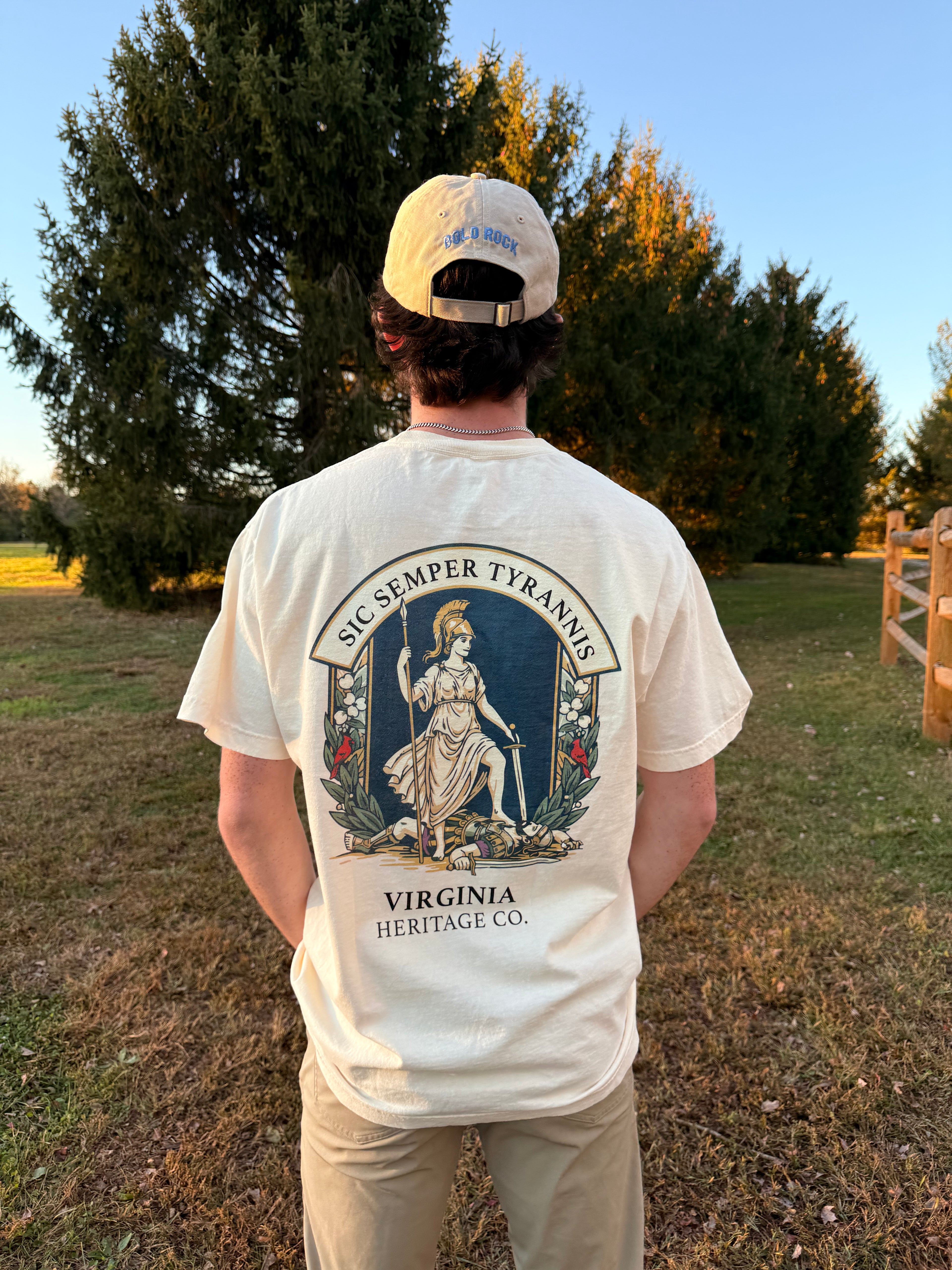 Person wearing sic semper tyrannis tee